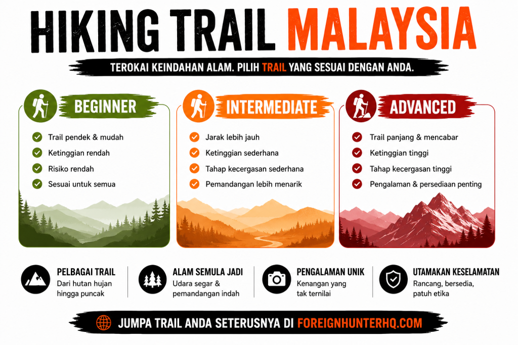 Hiking trail Malaysia untuk beginner intermediate dan advanced