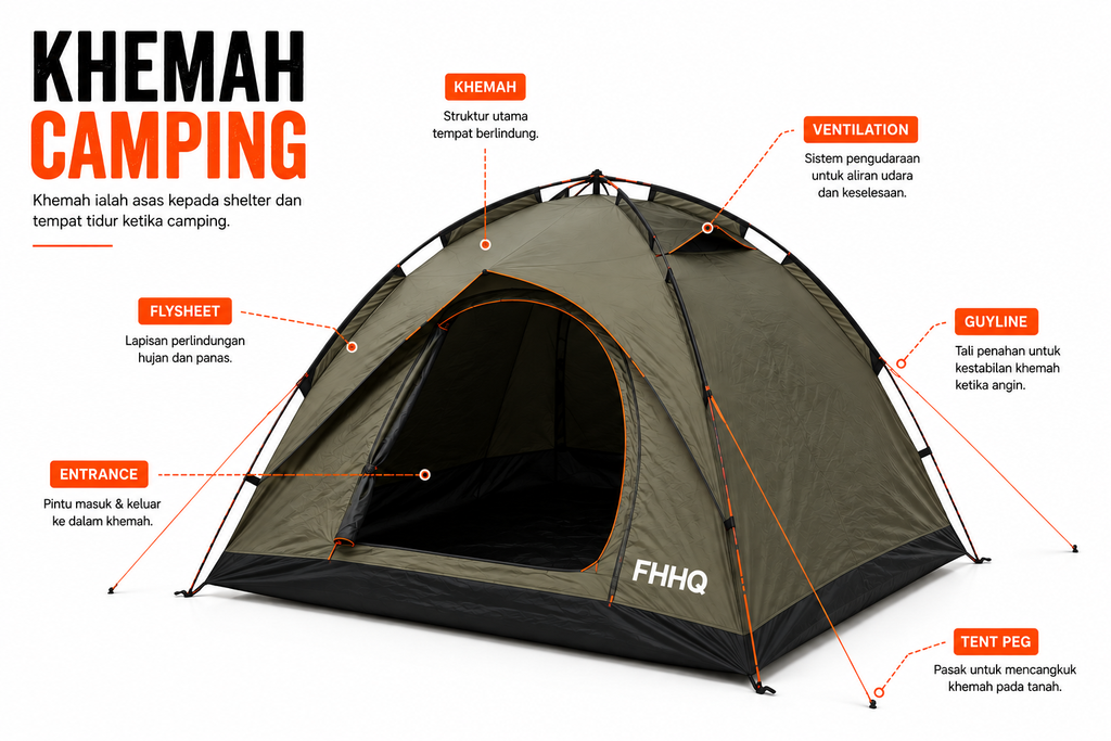 khemah camping di campsite Malaysia